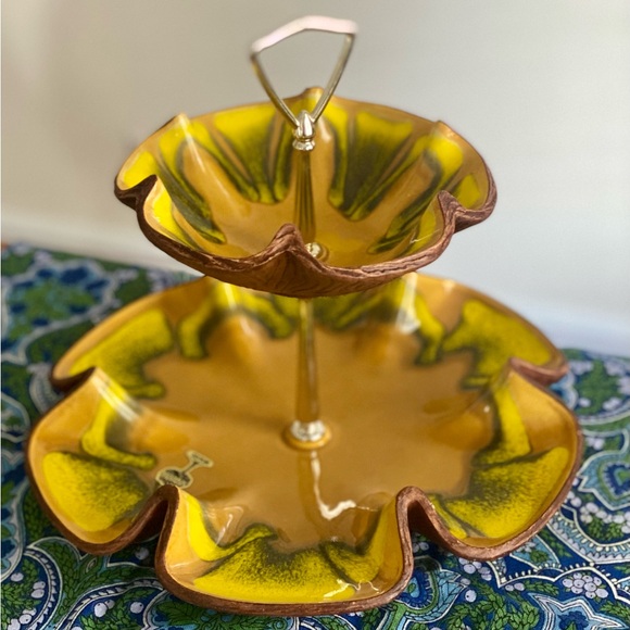 Vintage Other - Vintage Mid-Century California Pottery Sequoia Ware 2-Tier Serving Tray
